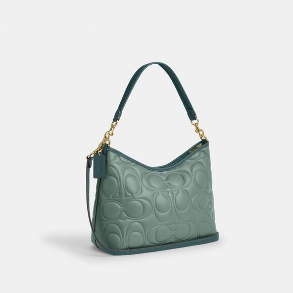 Laurel Shoulder Bag In Blocked Signature Maxi Signature Leather (Sage/Turquoise) - Picture 13 of 16